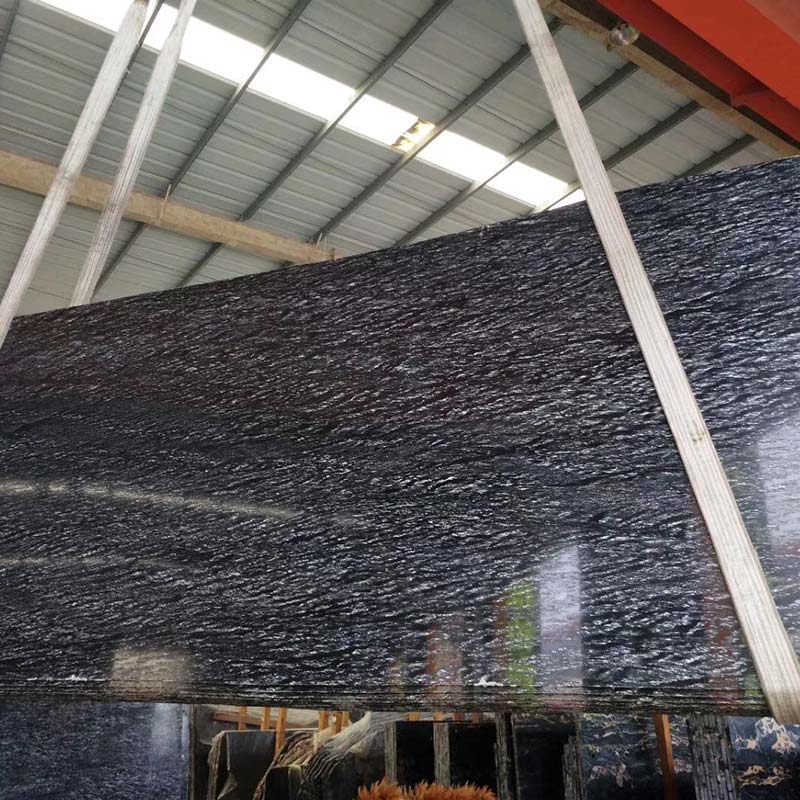 Schwarzer Granit mit weißen Adern Meteor-Granitplatte-Arbeitsplatte