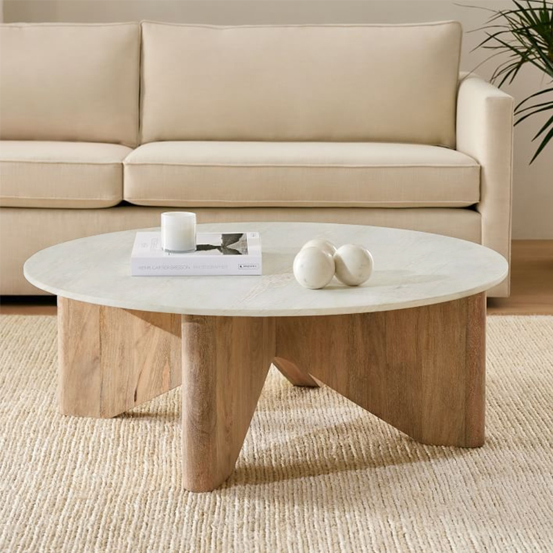 Runder Tisch aus weißem Jade-Marmor von Milan