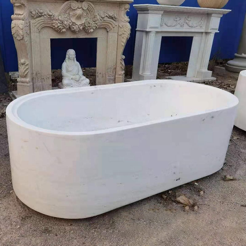 Kultivierte freistehende Calacatta-Badewanne aus weißem Marmor Lieferanten