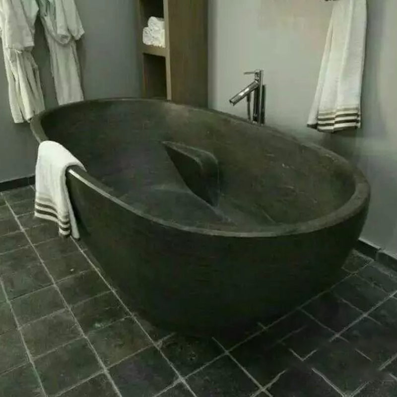 Badewanne aus kultiviertem schwarzem Marmor, freistehende Badewanne, Hotelvilla zu verkaufen