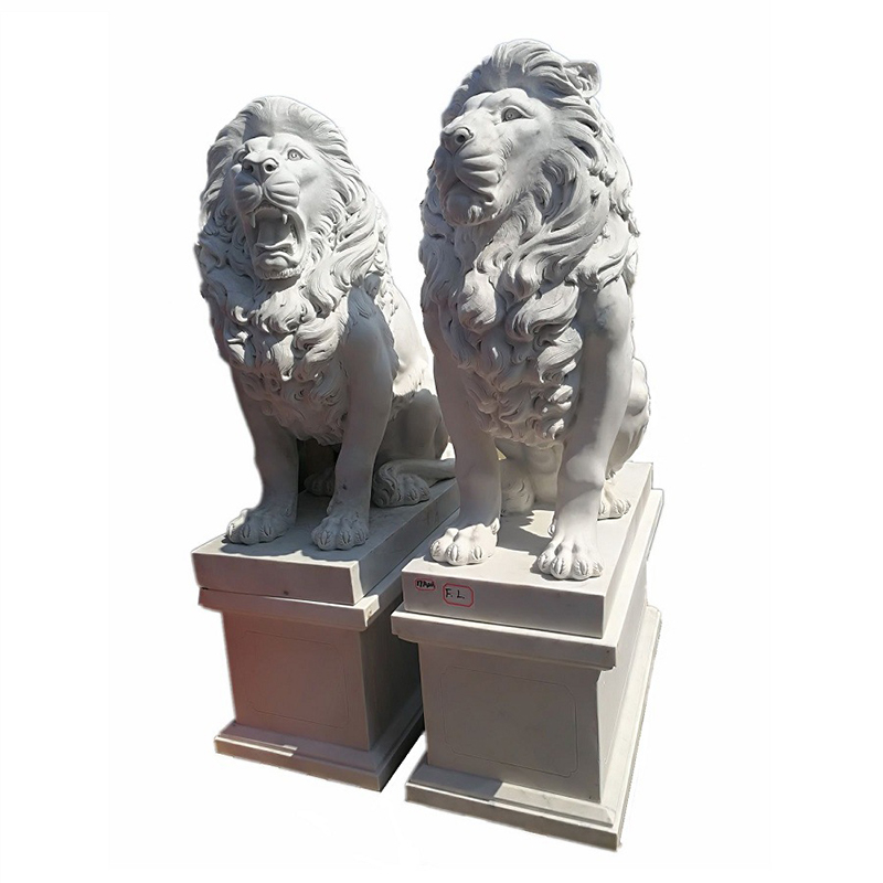 Chinesische Löwenstatue aus weißem Marmor Lieferanten im Großhandel