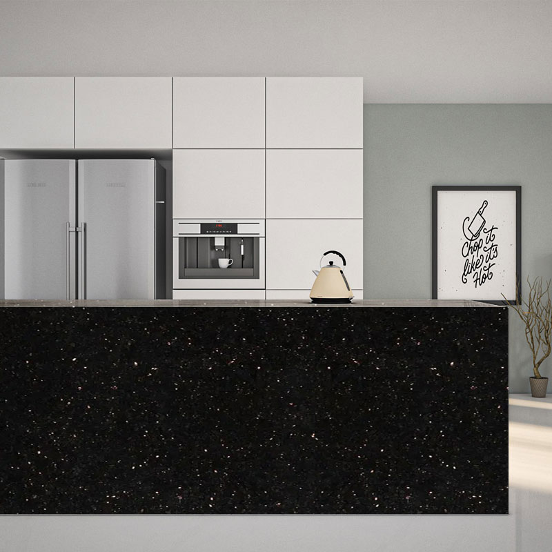 Schwarze Galaxie-Granit-Küchenarbeitsplattenfliese mit goldenen Flecken