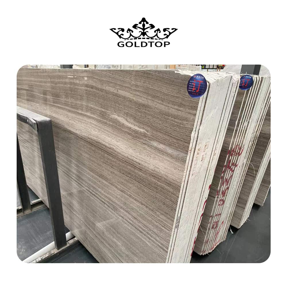 China Grey Wood Marmorfliesenplatten