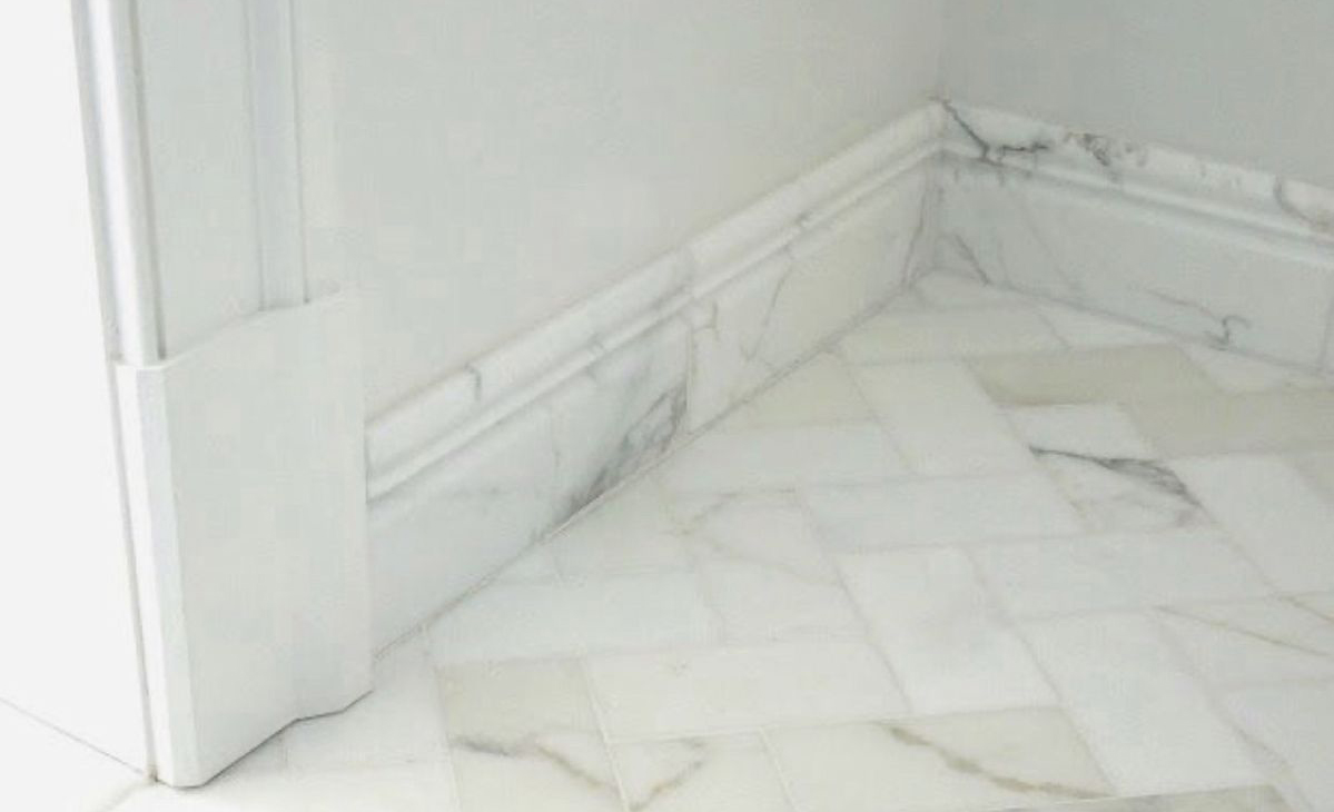 white marble baseboard