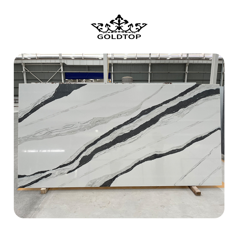 5008 Panda White Calacatta Quartz Slab for Countertops