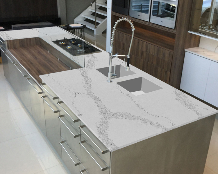 5069 Calacatta Novel White Quartz Countertops Factory