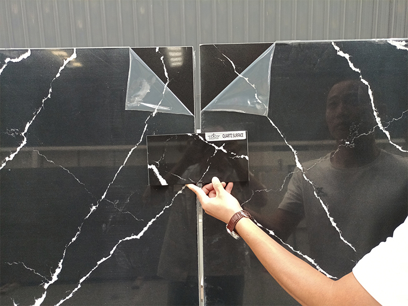 5074 Black Artwork Calacatta Quartz White Texture Countertops