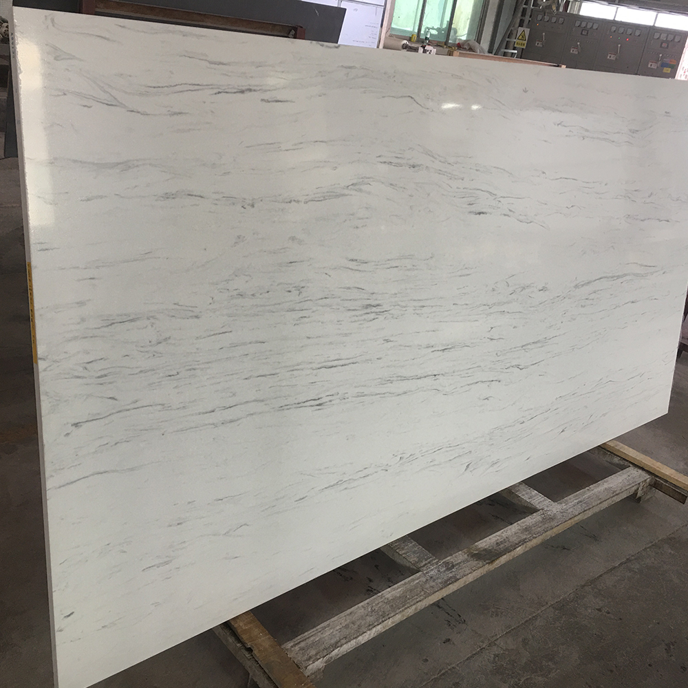 5022 Sphere Calacatta Series Quartz White Countertop With Gray Stripes