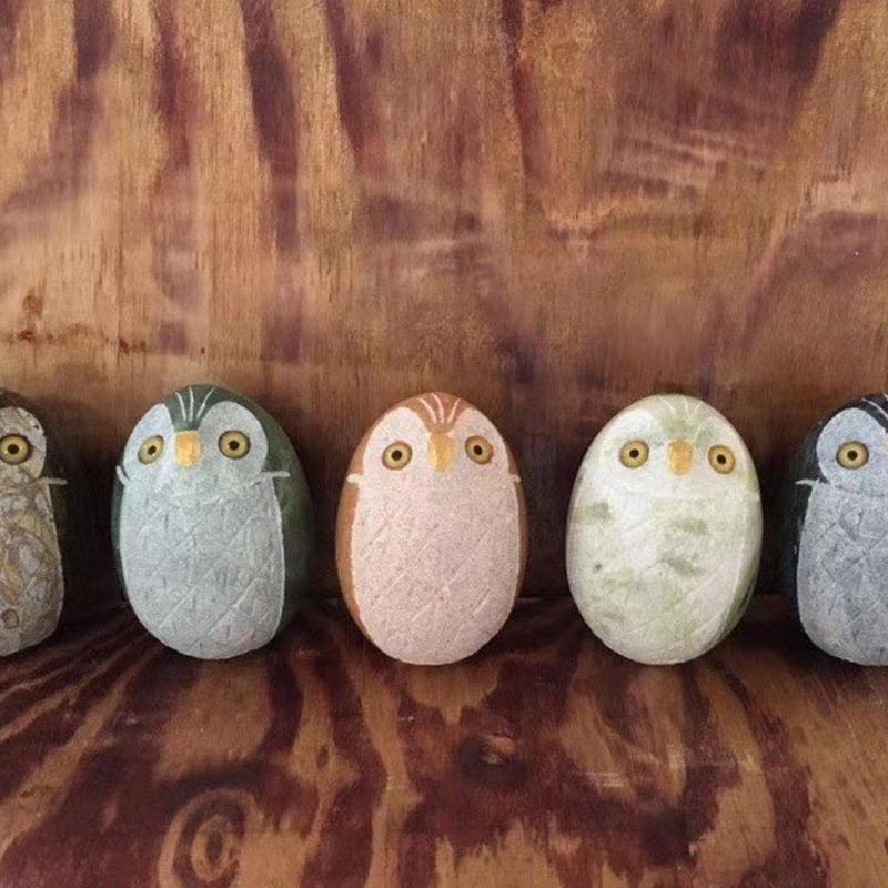 Hand Carved Small Marble Owl Figurine