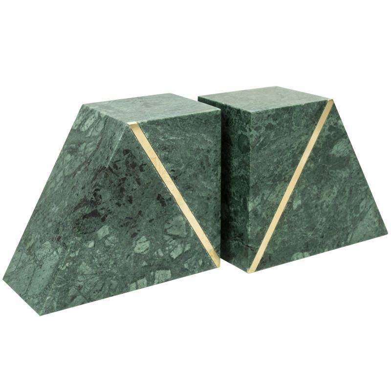 Green marble bookends